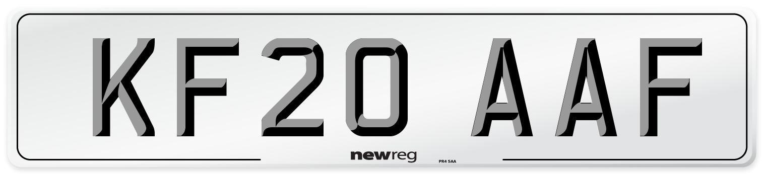 KF20 AAF Number Plate from New Reg